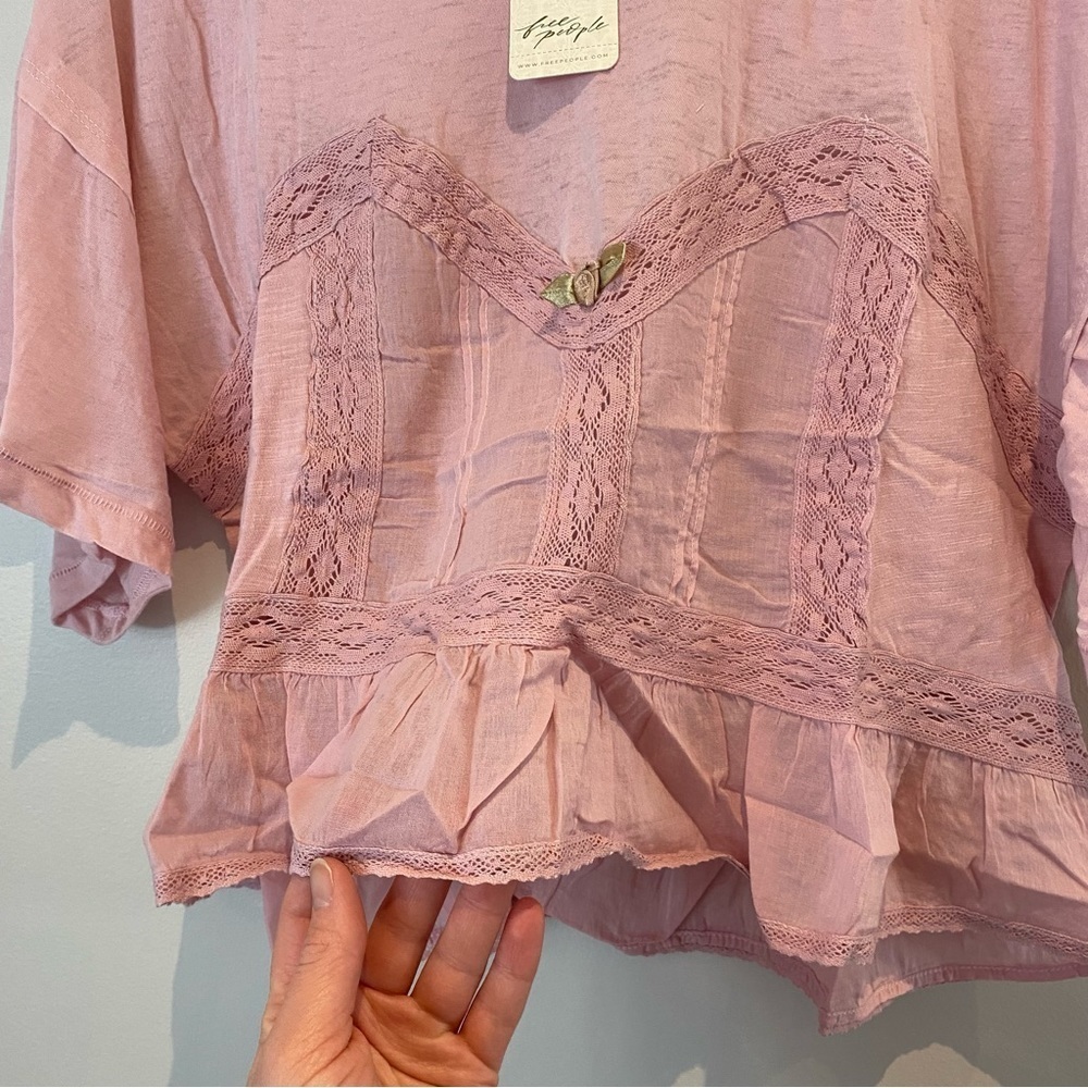 Nwt Free People Fall In Love Tee in Lilac Wine size Small - Picture 7 of 10